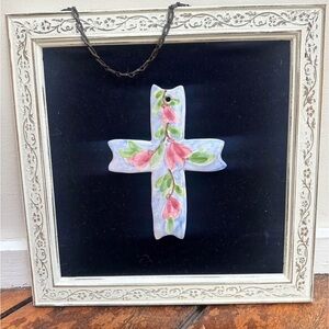 Floral Ceramic hand painted Cross Wall Decor